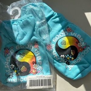 Justice Pet Printed Fleece Dog Hoodie For Pets Turquoise Small 2 Pack